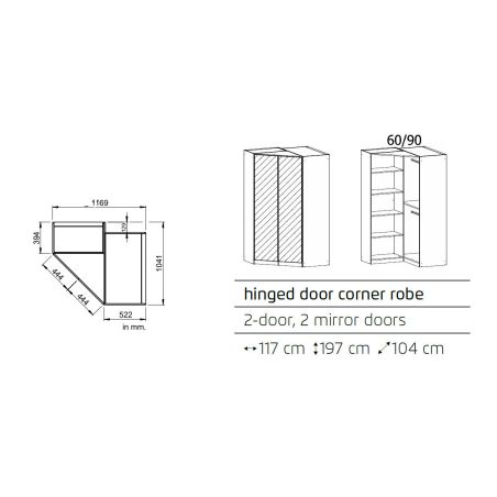 Grande armoire en angle KENORA en décor blanc mat et chene artisan