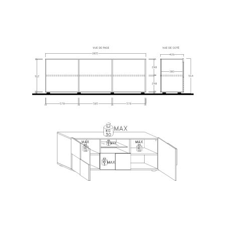 Meuble TV design 181 cm DAMIEN CHENE