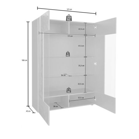Vitrine 2 portes VENEZIA BLANC 121 cm