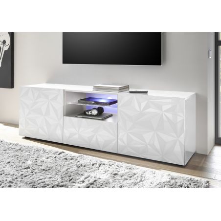 Meuble TV 2 portes - 1 tiroir VENEZIA BLANC 181 cm