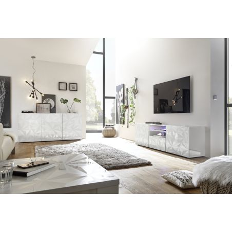 Meuble TV 2 portes - 1 tiroir VENEZIA BLANC 181 cm