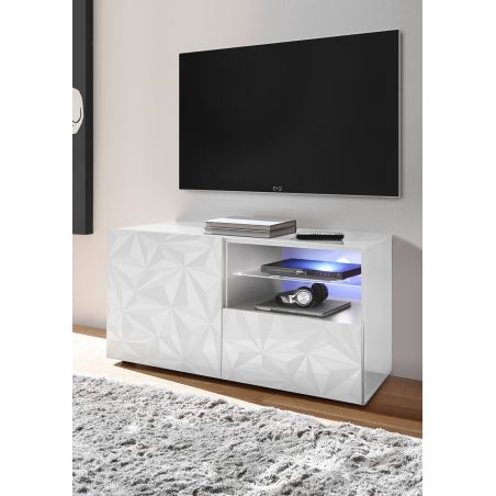 Meuble TV 1 porte - 1 tiroir VENEZIA BLANC 122 cm