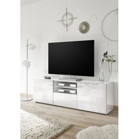 Meuble TV 2 portes - 1 tiroir CARO BLANC 181 cm