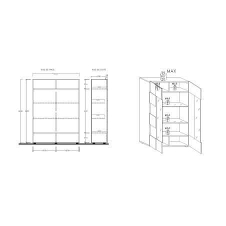 Vitrine 2 portes CARO BLANC 121 cm