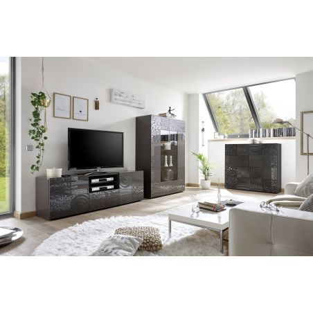 Meuble TV 2 portes - 1 tiroir CARO GRIS 181 cm