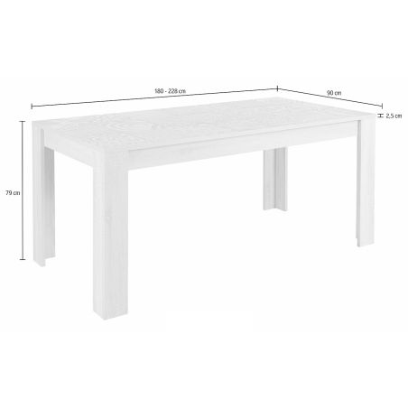 Table CARO GRIS 180/90 cm