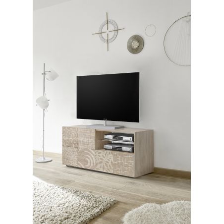 Meuble TV 1 porte - 1 tiroir CARO CHENE 122 cm