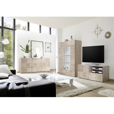 Meuble TV 1 porte - 1 tiroir CARO CHENE 122 cm