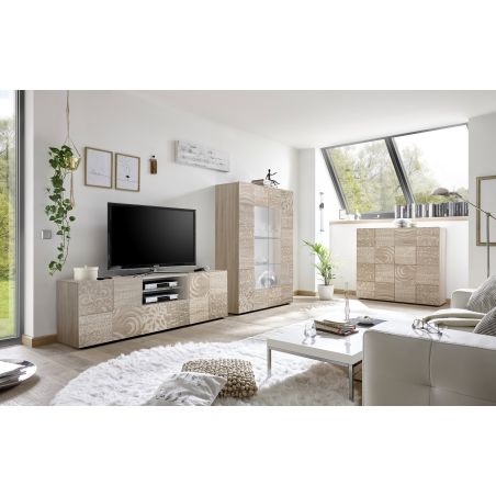 Meuble TV 2 portes - 1 tiroir CARO CHENE 181 cm