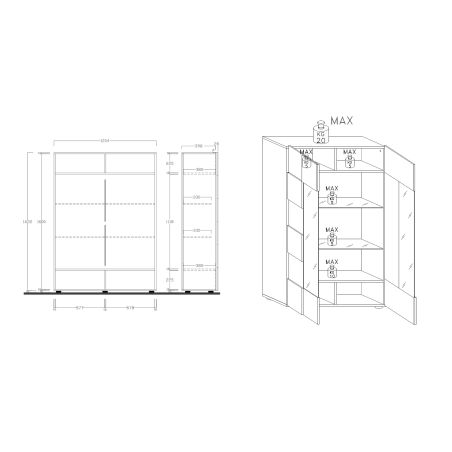 Vitrine 2 portes CARO CHENE 121 cm