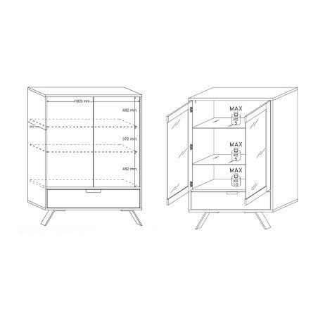 Vitrine 2 portes MAJORQUE 106 cm