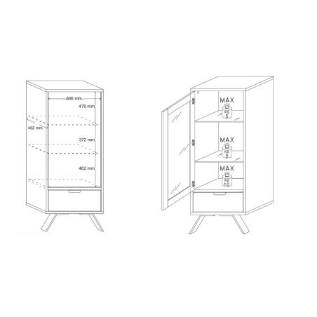 Vitrine 1 porte MAJORQUE 56 cm