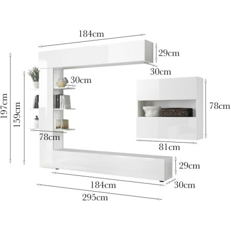 Ensemble meuble TV design SIROCCO 285 x 187 cm