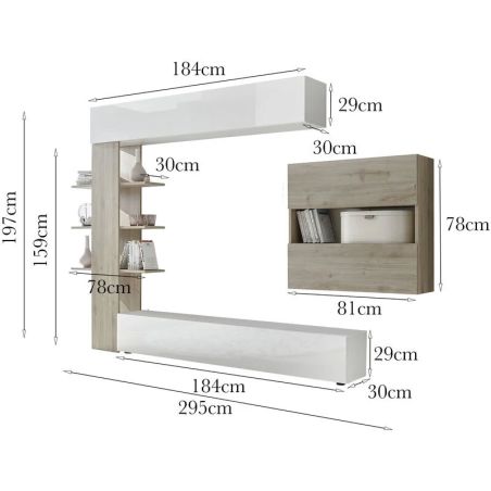 Ensemble meuble TV design SIROCCO 285 x 187 cm