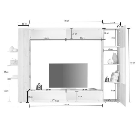 Ensemble meuble TV design SIROCCO 257 x 187 cm