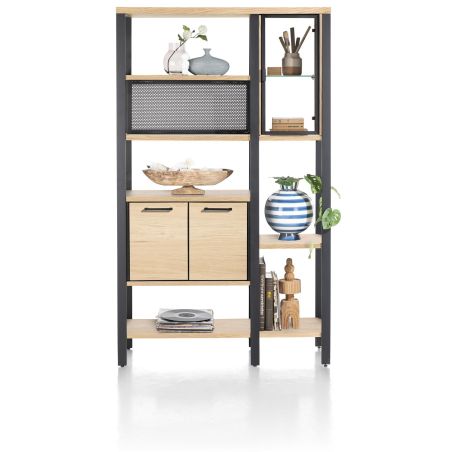Ridgefield, roomdivider 120 cm. - 2-portes en verre + 4-portes + 6-niches - Henders and Hazel