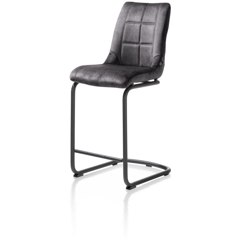 Mischa, chaise de bar - pieds traineau rond + poignee - tissu Karese - Henders and Hazel
