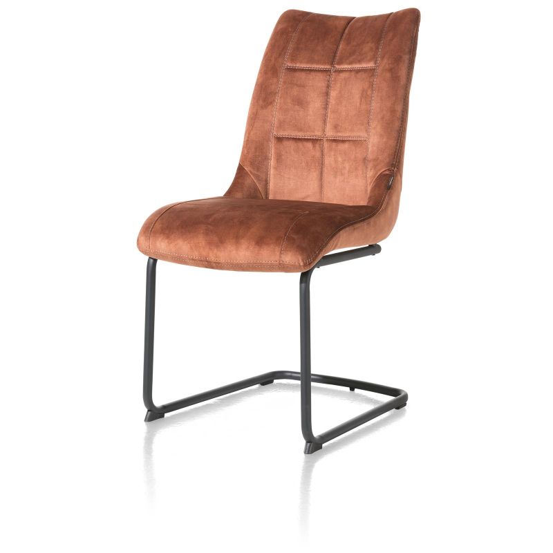 Mischa, chaise - pieds traineau rond + poignee - tissu karese - Henders and Hazel