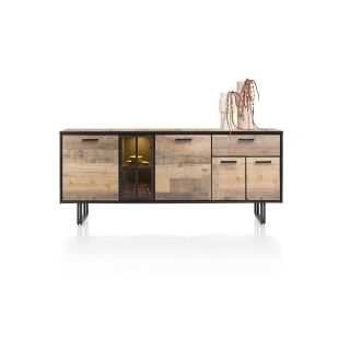 Avalon, buffet 200 cm. - 4-portes + 1-tiroir + 1-porte en verre (+ LED) - Henders&Hazel