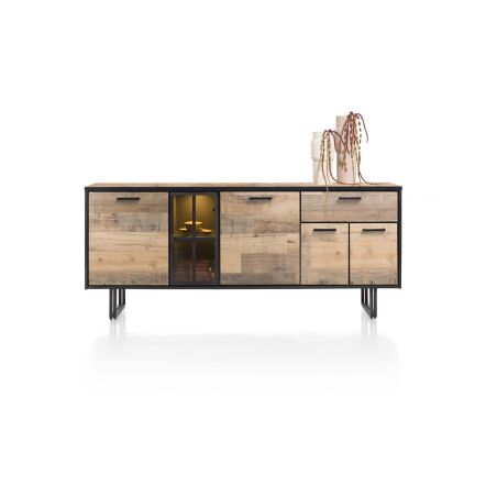 Avalon, buffet 200 cm. - 4-portes + 1-tiroir + 1-porte en verre (+ LED) - Henders&Hazel