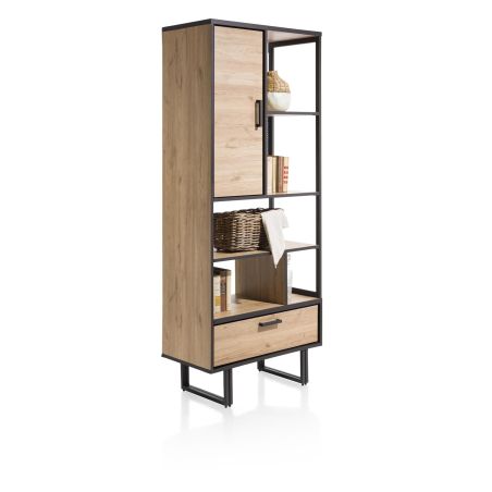 Avalon, bibliotheque 80 cm. - 1-porte + 1-tiroir + 5-niches - Henders&Hazel