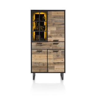 Avalon, armoire 96 cm. - 3-portes + 1-tiroir + 1-porte en verre (+ LED) - Henders and Hazel