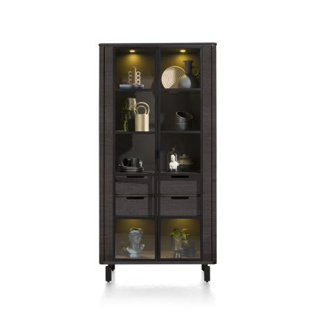 Livada, vitrine 100 cm. - 2-portes en verre + 2-tiroirs - Henders&Hazel