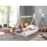 Lit cabane 90x200 cm TIPI en pin massif coloris naturel et blanc