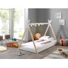 Lit cabane 90x200 cm TIPI en pin massif coloris naturel et blanc