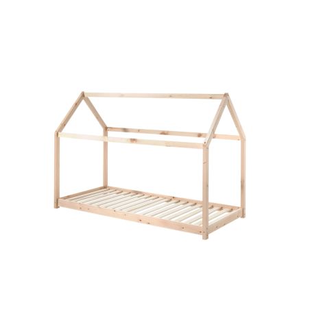Lit cabane 90x200 cm Coby en pin massif coloris naturel ou blanc