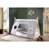 Lit cabane 90x200 cm TIPI en pin massif coloris naturel et blanc