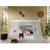 Lit cabane 90x200 cm TIPI en pin massif coloris naturel et blanc
