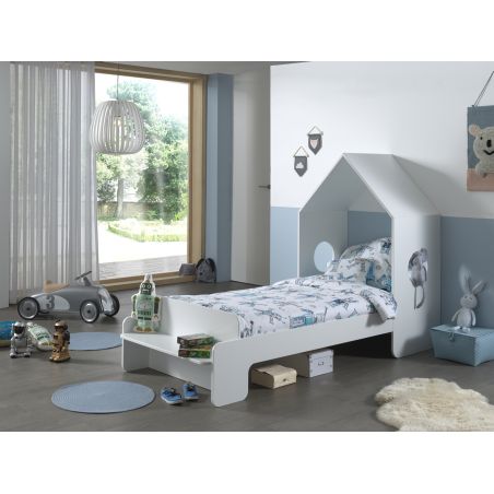 Lit cabane 90x200 cm Capucine en MDF blanc mat