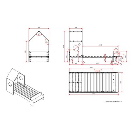 Lit cabane 90x200 cm Capucine en MDF blanc mat
