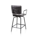 Manou, chaise de bar avec accoudoirs - off black - tissu Karese - Henders and Hazel