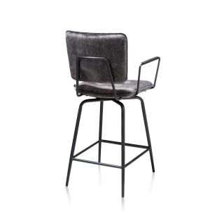 Manou, chaise de bar avec accoudoirs - off black - tissu Karese - Henders and Hazel