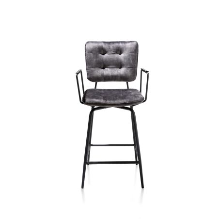 Manou, chaise de bar avec accoudoirs - off black - tissu Karese - Henders and Hazel