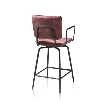 Manou, chaise de bar avec accoudoirs - off black - tissu Karese - Henders and Hazel