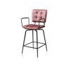 Manou, chaise de bar avec accoudoirs - off black - tissu Karese - Henders and Hazel
