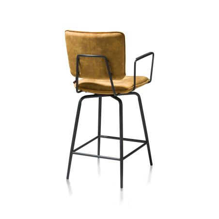 Manou, chaise de bar avec accoudoirs - off black - tissu Karese - Henders and Hazel