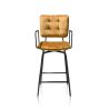 Manou, chaise de bar avec accoudoirs - off black - tissu Karese - Henders and Hazel