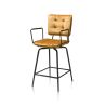Manou, chaise de bar avec accoudoirs - off black - tissu Karese - Henders and Hazel