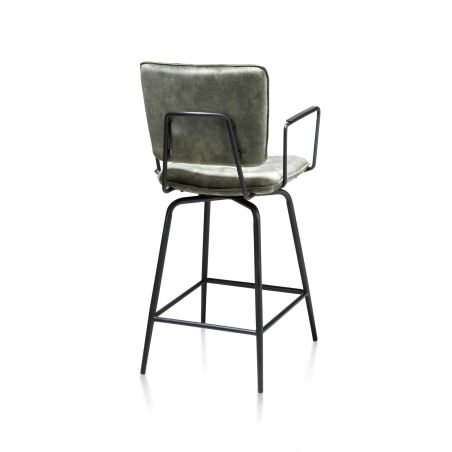 Manou, chaise de bar avec accoudoirs - off black - tissu Karese - Henders and Hazel