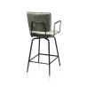 Manou, chaise de bar avec accoudoirs - off black - tissu Karese - Henders and Hazel