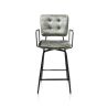 Manou, chaise de bar avec accoudoirs - off black - tissu Karese - Henders and Hazel