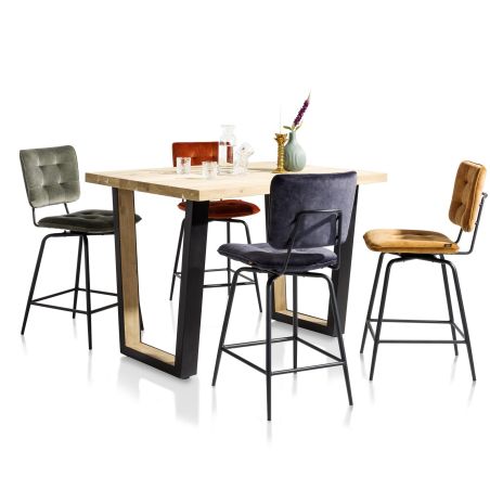 Manou, chaise de bar avec accoudoirs - off black - tissu Karese - Henders and Hazel