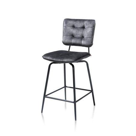 Manou, chaise de bar - off black - tissu Karese - Henders and Hazel