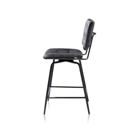 Manou, chaise de bar - off black - tissu Karese - Henders and Hazel