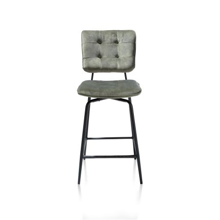 Manou, chaise de bar - off black - tissu Karese - Henders and Hazel