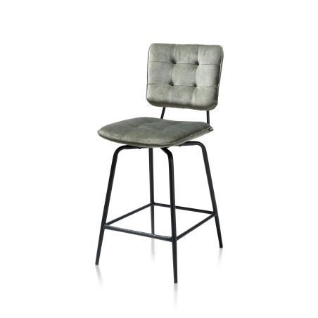 Manou, chaise de bar - off black - tissu Karese - Henders and Hazel